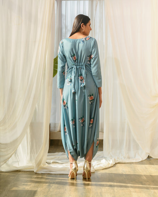 Dusty Teal Dhoti Jumpsuit