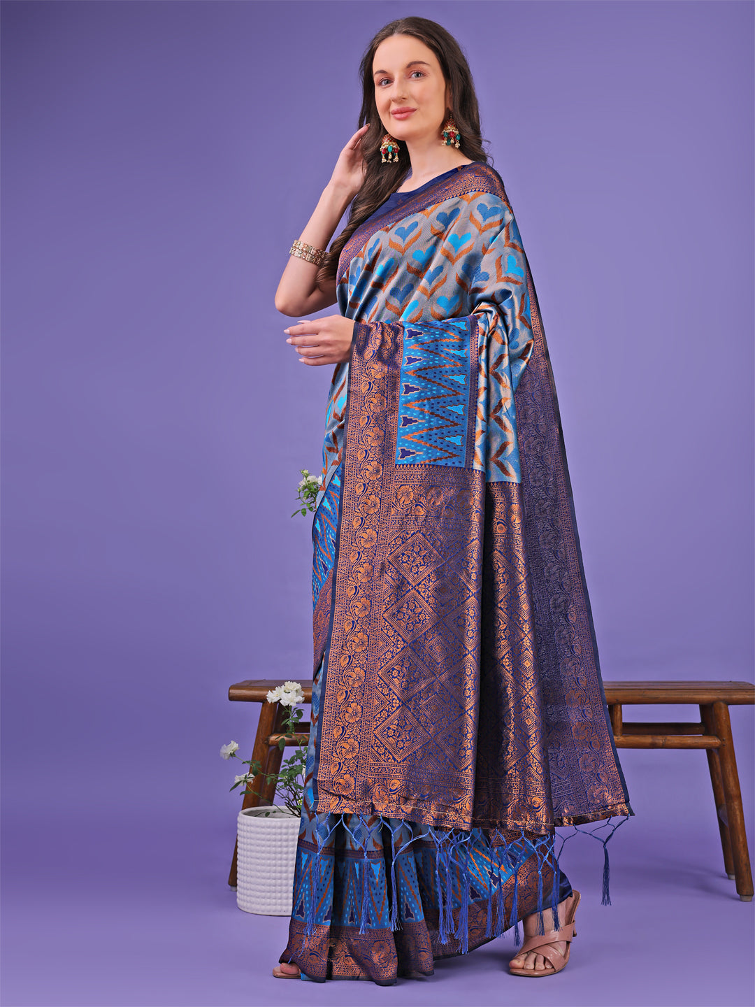 ASTITA - Radiant Lichi Silk Saree - A Touch of Royalty in Every Thread