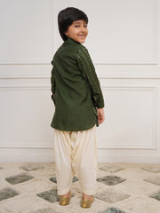 Boys' Bottle Green Kurta and Patiala Set