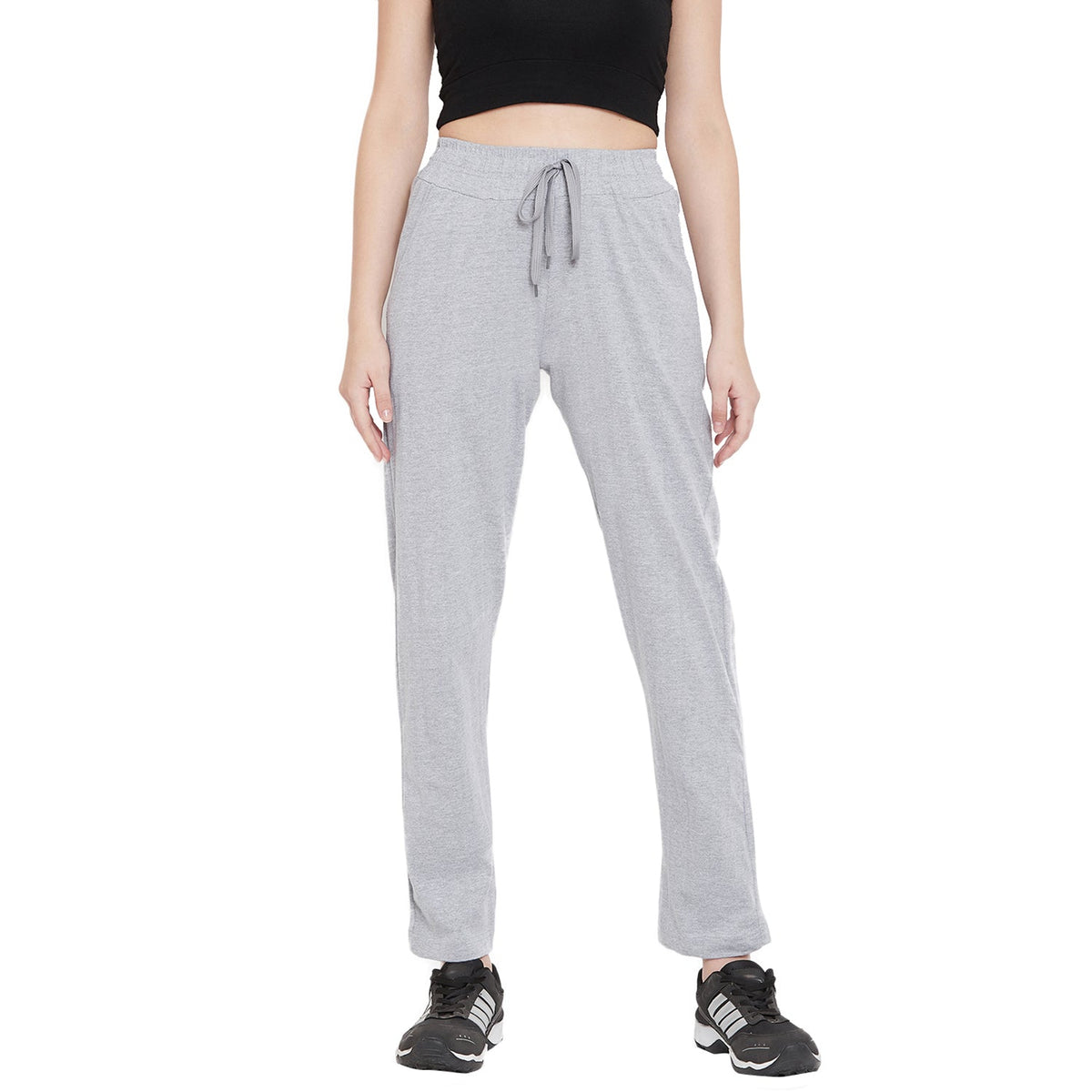 Women's Dark Grey Cotton Track Pants