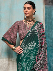 Women's Crepe Printed Designer Saree With Blouse Piece