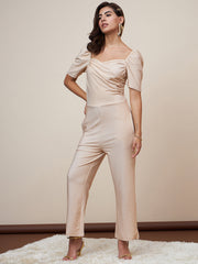 Women's Silver Pleated Jumpsuit