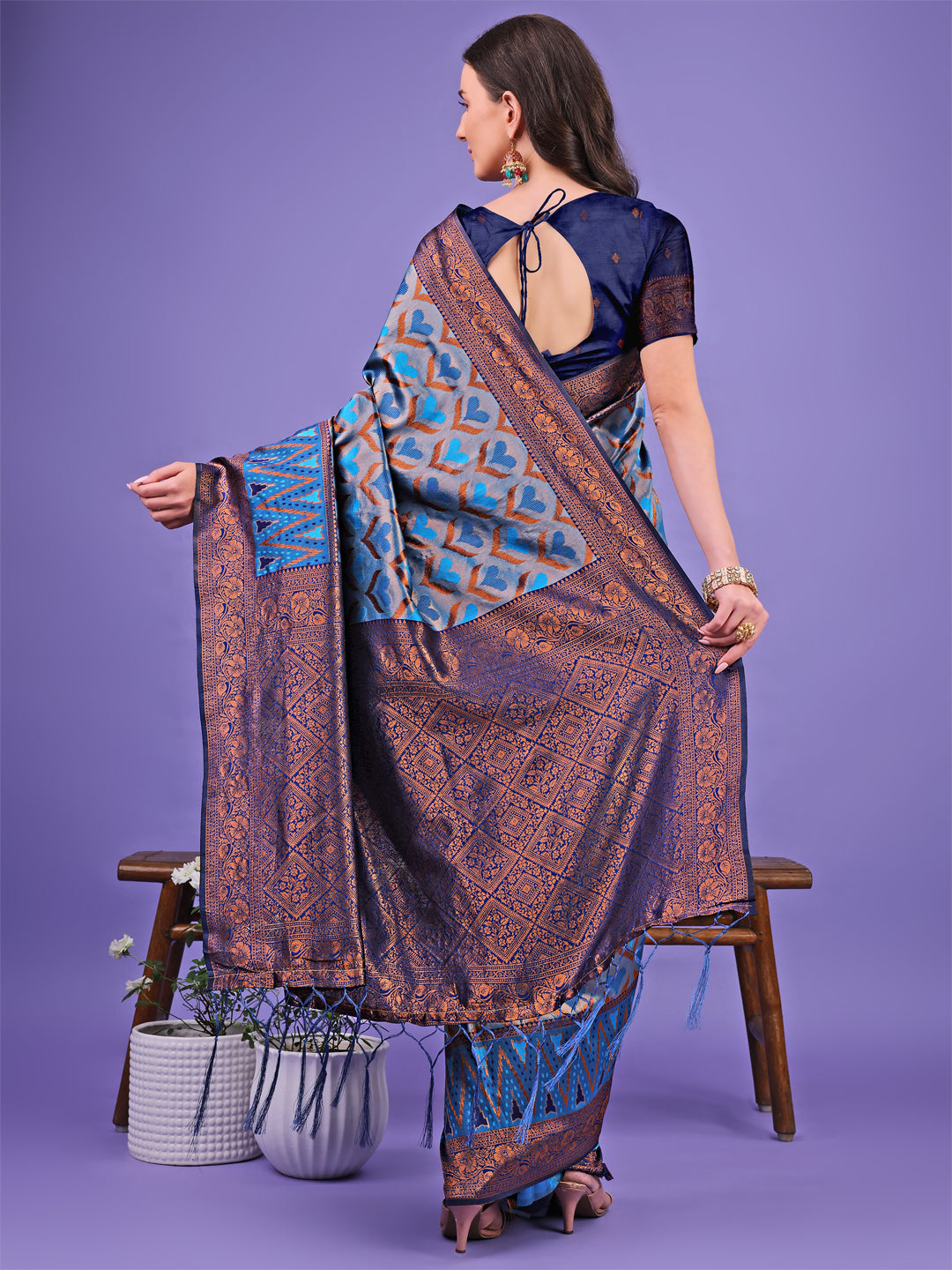 ASTITA - Radiant Lichi Silk Saree - A Touch of Royalty in Every Thread