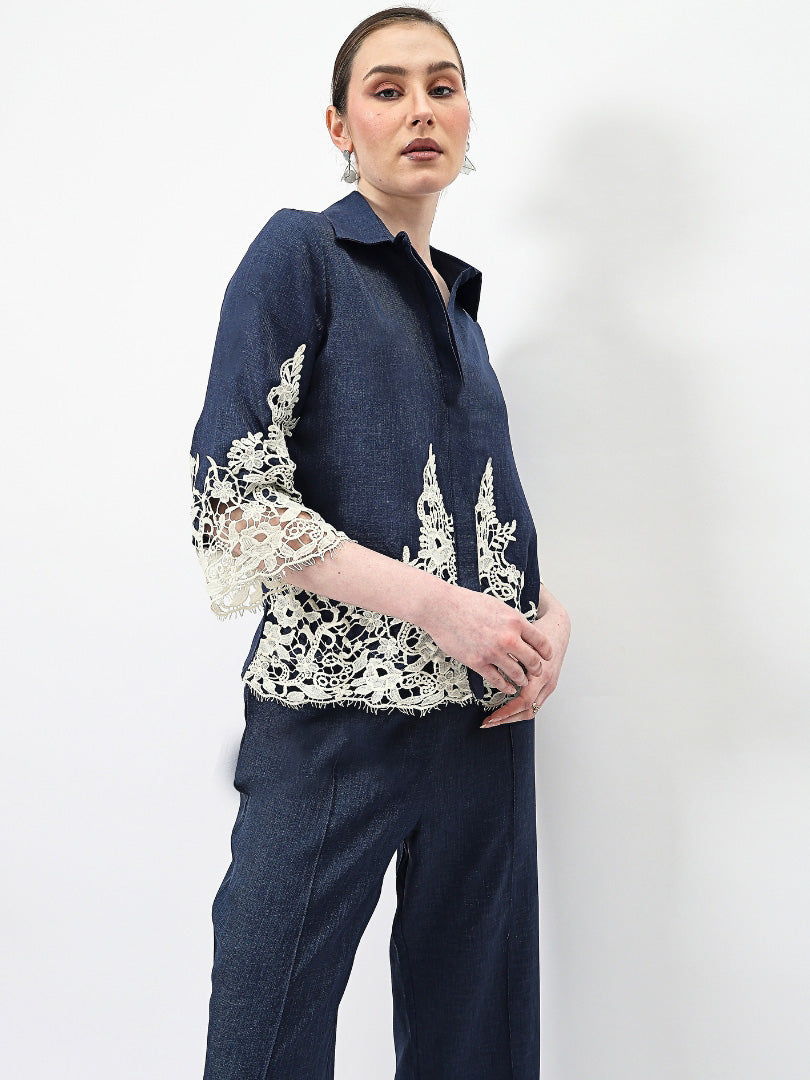 Embellished Embroidered Linen Top