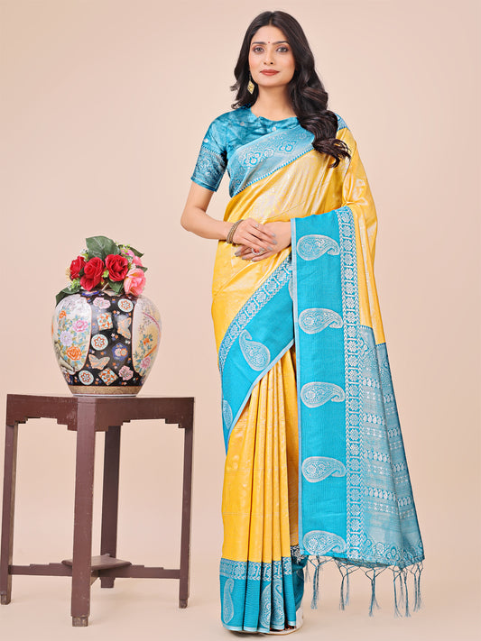 Graceful Light & Dark Pink Silk Saree with Rich Woven Border & Paisley Pallu – Perfect for Festive & Wedding Wear