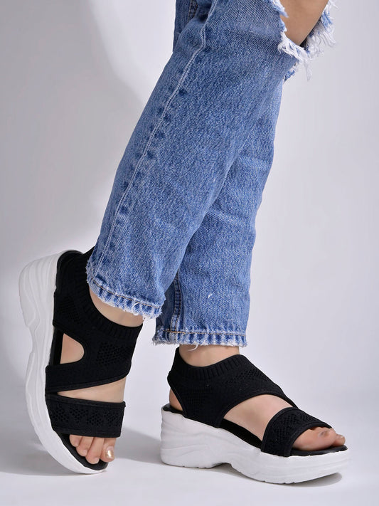 Shoetopia - Smart Casual Black Sandals For Women & Girls