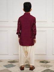 Boys' Wine Kurta and Patiala Set