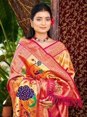 Elegant Kanjivaram Silk Saree with Rich Zari Work and Peacock Pallu | Traditional Bridal and Festive Wear