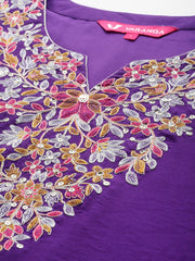 Women Floral Embroidered Straight Kurta Paired With Bottom And Dupatta