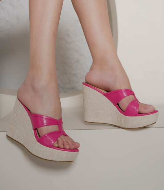 Casual Fashion Mules 5 Inches Wedge Open Back Round Toe Heels