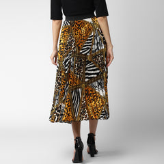 Women's Satin Printed Pleated Skirt