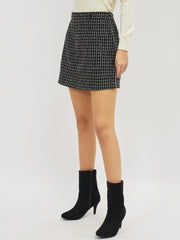 Checked Mini Pencil Tweed Skirt
