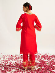 Women's Red Kurta Set