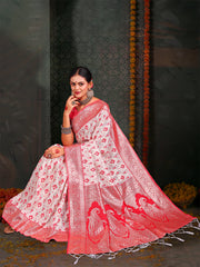 Premium Linen Cotton Saree with Rich Zari Border & Pallu | Lightweight & Elegant | Ideal for Festive & Traditional Occasions | Unstitched Blouse Included