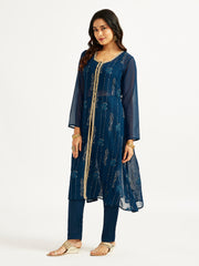 Women's Turquoise Jacket Top pant Set