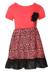 Girls Fuschia Pink Alphabet Printed Dress