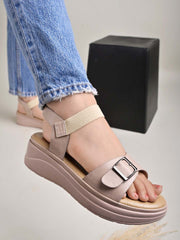 حذاء Shoetopia Slingback ذو الكعب العالي باللون الكريمي للنساء والفتيات