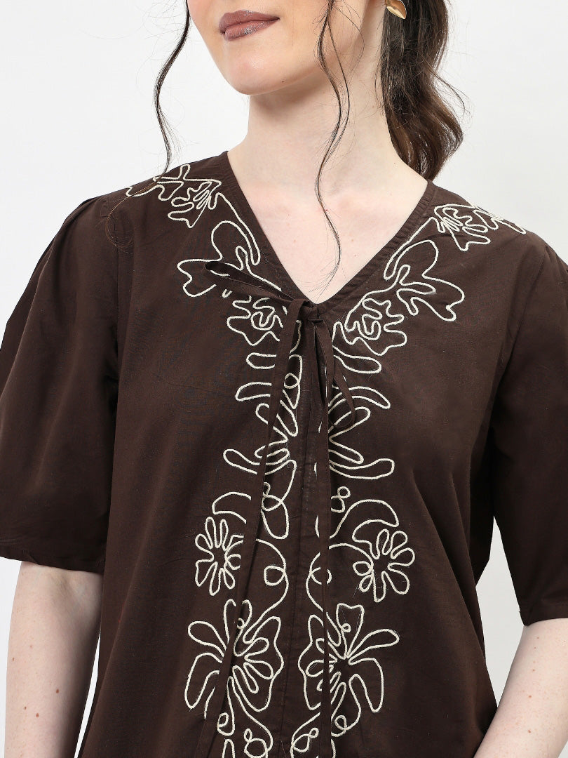 Floral Embroidered Mini Dress-ADR-19729A
