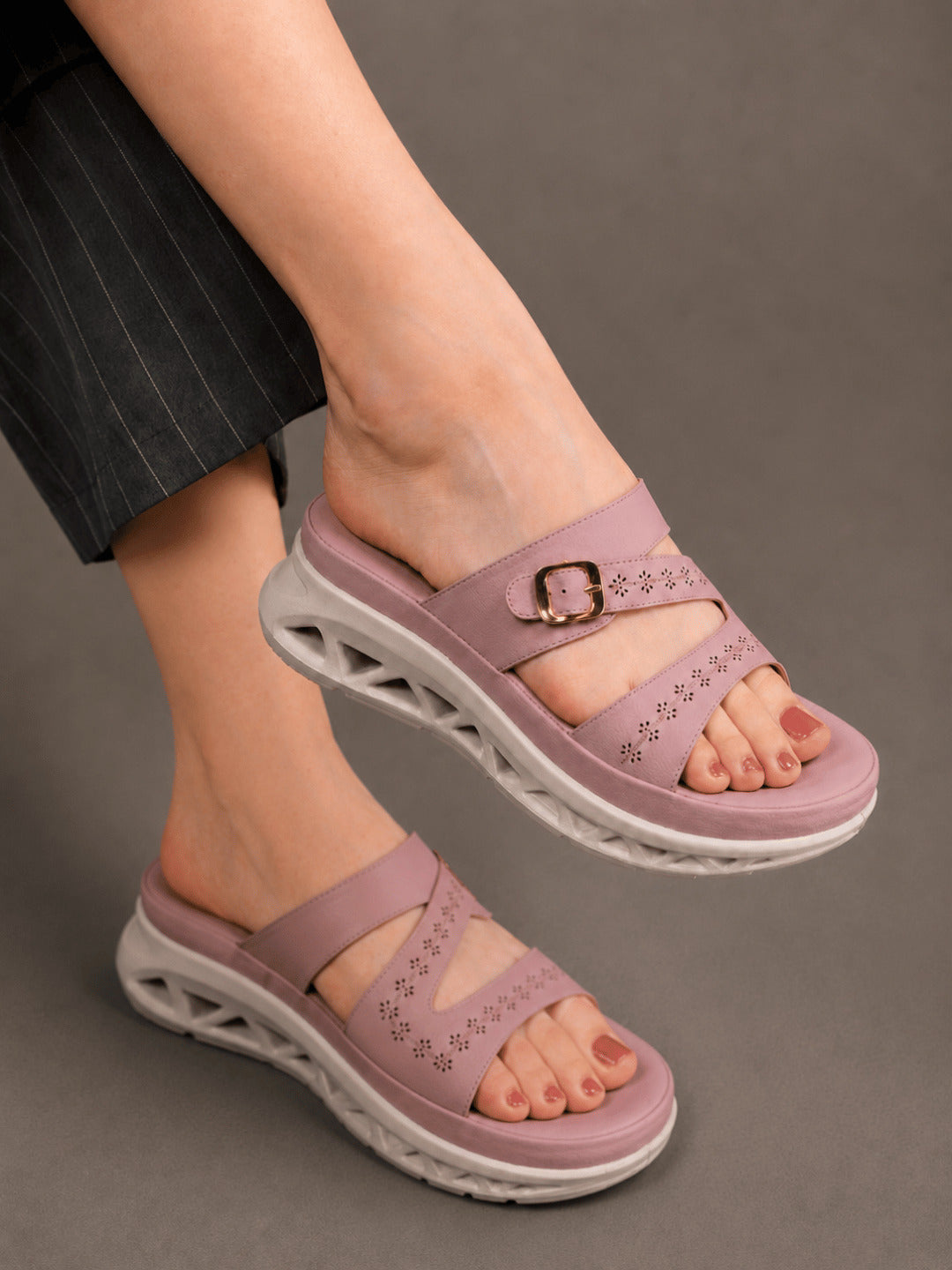 Casual Fashion Open Back Platform Sandals 1 inch Heels