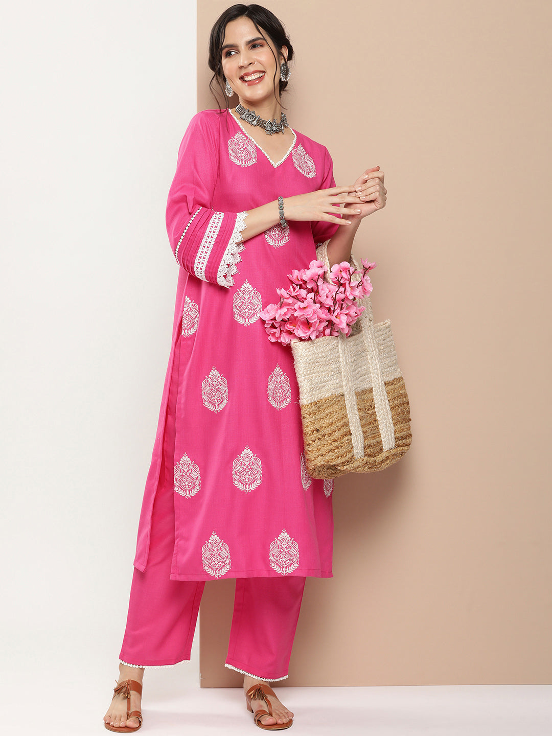 Ethnic Motifs Embroidered Regular Kurta With Palazzos