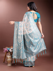 Graceful Cream & Pink Linen Cotton Saree with Rich Zari Pallu – A Touch of Royal Comfort