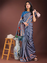 Fiery Red Banarasi Silk Saree with Gold Zari and Colorful Pallu – Perfect for Bridal, Wedding & Festive Glamour