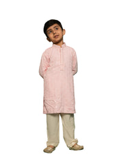 Boys' Pink Kurta And Pyjama Set