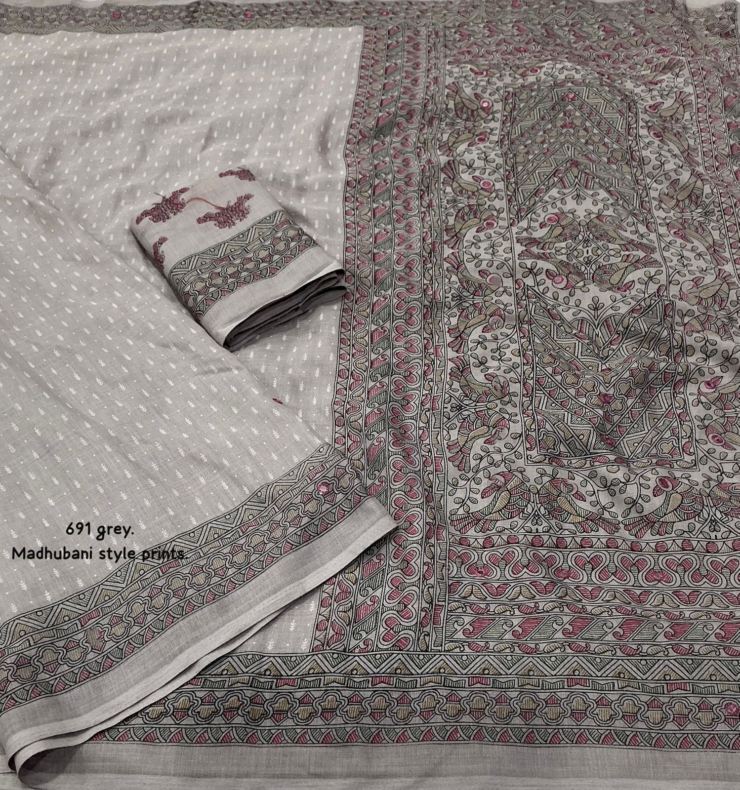 Soft linen saree with shaded style prints.