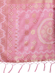 Graceful Beige & Coral Linen Cotton Saree – Lightweight Elegance for Modern Women