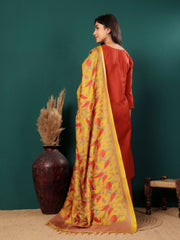 Women V Neck Straight Kurta with Pants & Dupatta