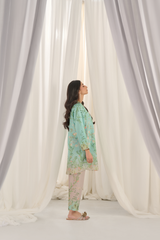 Firouzeh Mint Muslin Coord Set  Ocean Blue 3 piece set