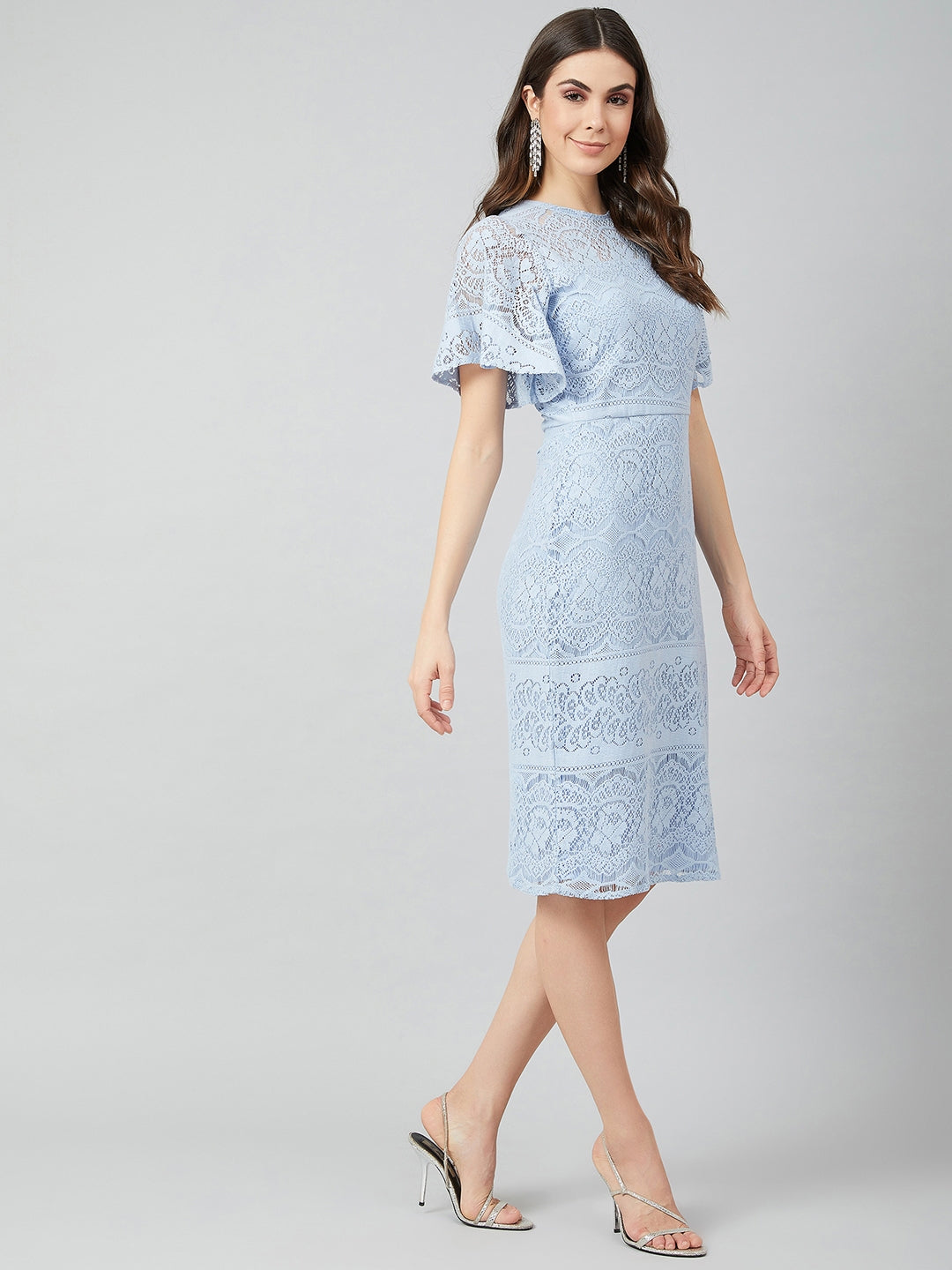 Blue Self Design Sheath Dress