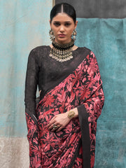 Women's Crepe Printed Designer Saree With Blouse Piece
