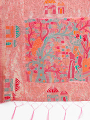 Linen Saree with Multicolor Weaving & Zari Pallu - Elegant & Lightweight for Everyday Grace