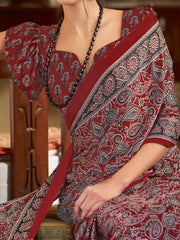 Women's Crepe Printed Designer Saree With Blouse Piece