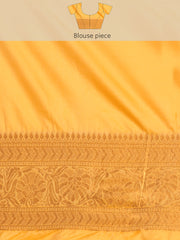 Graceful Banarasi Silk Saree with Zari Woven Border & Floral Jaal - Wedding & Festive Wear