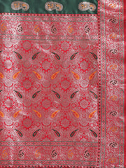 Banarasi Silk Saree with Silver Zari Border & Paisley Design - Festive Wedding Wear | Elegant Traditional Pallu | Soft Silk Finish for Women | Cultural Ethnic Saree