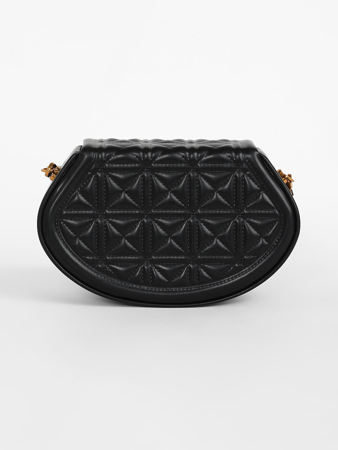 حقيبة كتف نسائية بتصميم The Quilted Curve - أسود داكن