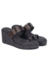 Casual Fashion Sandals 3 Inches Wedge Open Back Round Toe Heels
