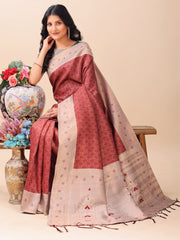 Graceful Blue & Beige Lichi Silk Saree with Elegant Woven Pallu – Timeless Beauty for Every Occasion