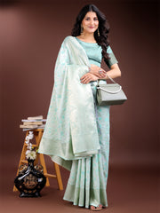 Light Green Linen Cotton Saree – Elegant Simplicity for Everyday Grace
