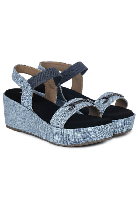 Casual Fashion Sandals 3 Inches Wedge Ankle Loop Round Toe Heels