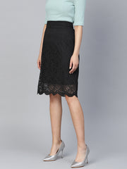 Black Lace A-Line Skirt