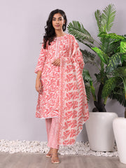 Women Ethnic printed Kurta with Trouser & Dupatta