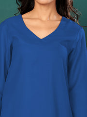 Women V Neck Straight Kurta with Pants & Dupatta