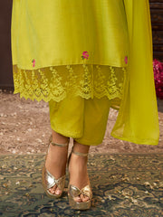 Lime Yellow Embroidered Kurta Set