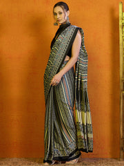 Women's Satin Printed Designer Saree With Blouse Piece