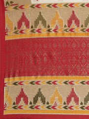 Women's Silk Blend White Printed Designer Saree With Blouse Piece