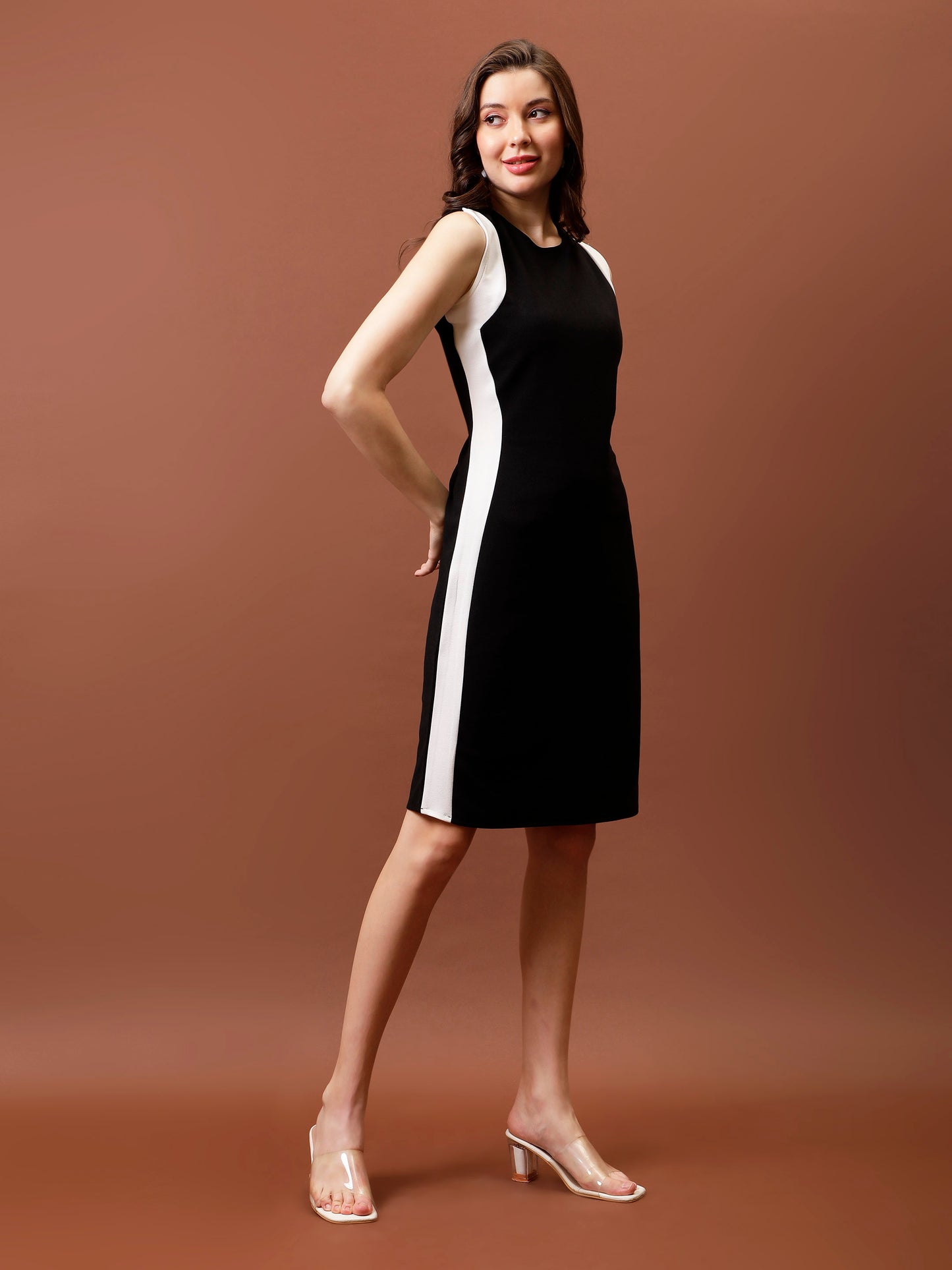 Colourblocked Scuba Sheath Dress
