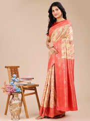 Graceful Cream and Navy Blue Silk Saree – Traditional Elegance with Royal Charm